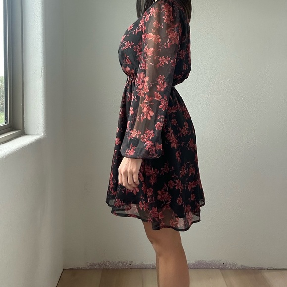 Worn once - black with red/orange floral - Picture 2 of 4